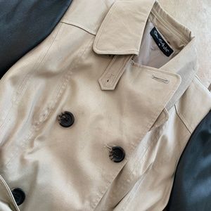 Miss Selfridge Trench Coat Tan Leather Sleeves 10